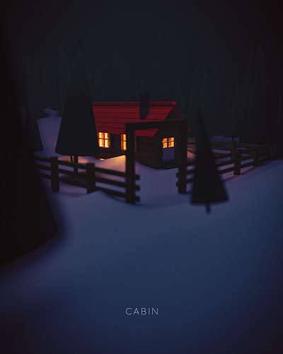 CABIN IN WINTER 3d 3dart 3drender blender blender3d cyclesrender design lowpoly modeling render rendering