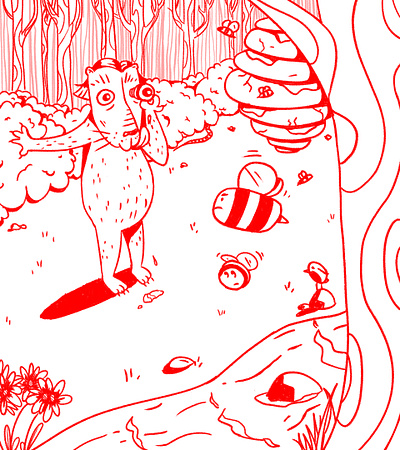 bear bear bear illustration beehive bees illustration lady bear nature outline woods