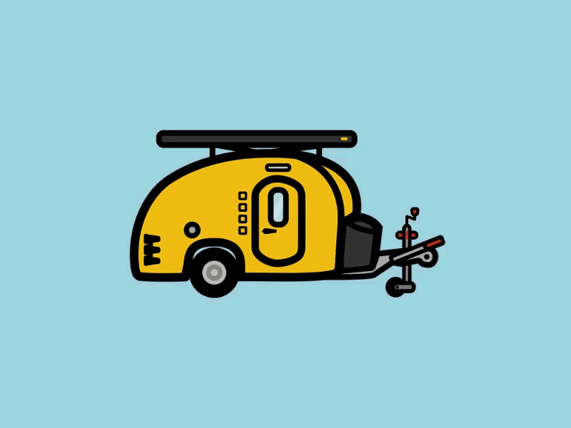 My teardrop trailer animation camper camping caravancol home illustration teardrop trailer