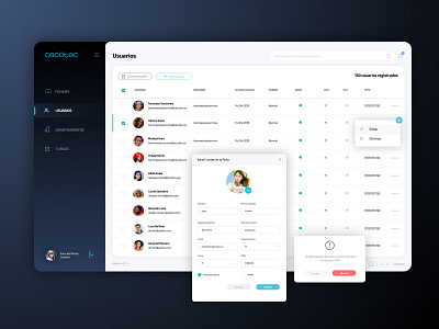 Time Recording Work - Users Management app avatar backoffice card light ui list managment menu minimalist minimalist design modal selection table ui users ux web