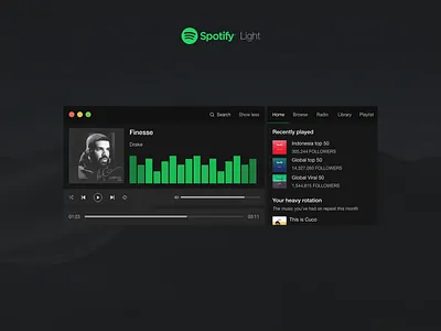 Spotify Light: A fusion of Spotify & Winamp desktop desktop app desktop app design desktop design music music app music app design music design spotify ui ui ux design ui design ui ux ui ux design ux winamp