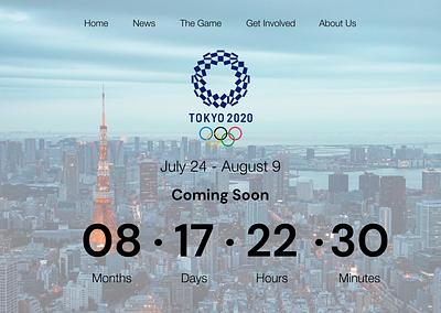 Tokyo Olympic 2020 Countdown Page! countdown countdown timer countdowntimer dailyui dailyui014 dailyuichallenge design figma interface interface design ui user interface ux