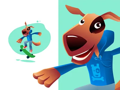 Skater doggy active dog fun hoodie illustration jump skateboard skater urban