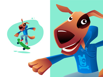Skater doggy active dog fun hoodie illustration jump skateboard skater urban