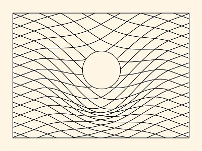 Frame-dragging geometry illustration linear monochrome physics vector