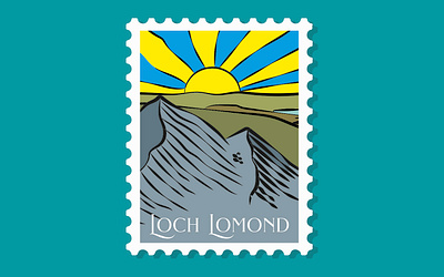 Loch Lomond Stamp illustration loch lomond mountains postage stamp postcard stamp