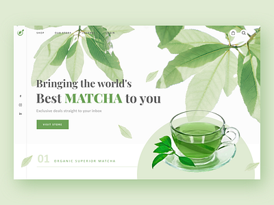 Matcha Tea branding calltoaction design ecommerce graphic design green green tea illustration interface landing page minimalist nature organic product design shopping cart typography ui uidesign uiux vector