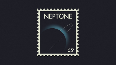 Postage stamp from our distance orbital relative design dribbbleweeklywarmup illustration neptune space vector