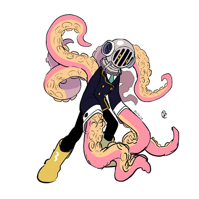 Captain tentacles design illustration