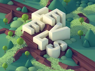 LEVELS - Process video included 3d 3d environment 3d illustration 3d landscape 3d lettering 3d type environment geometric illustration landscape lettering level type type illustration