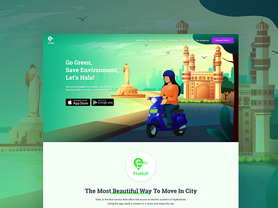 Landing page for Hala Mobility illustration landing page ui vector web