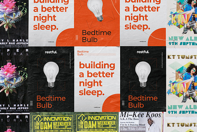 Bedtime Bulb Posters asset assets branding design flat icon illustration logo orange poster typography