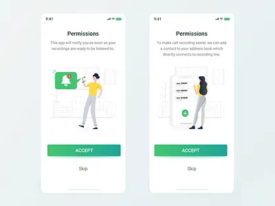 Mimik (Permission Pages) app design graphic illustration ios iphone ui ux