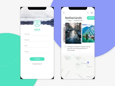 Travel App city explore mobile app mobile ui sign in travel