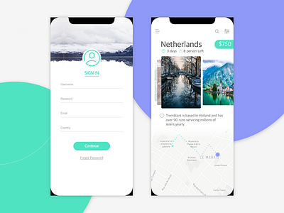 Travel App city explore mobile app mobile ui sign in travel