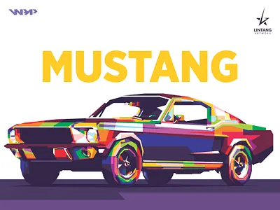 MUSTANG animation branding car classic design ford illustration mustang oldcar racecar vector web website wpap