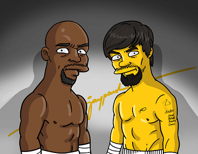 MANNY PACQUIAO VS. MAYWEATHER digital art digital drawing digital illustration digitalart drawing illustration illustration art manny pacquiao mayweather pacman photoshop simpson version simpsons