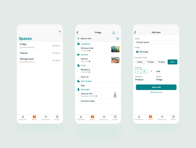 Pantree_adding/editing an item app design casestudy food ios app mobile ui organization app uidesign uxdesign