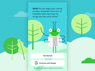 Grasshopper App Onboarding animation app app design coding educational app game google illustration lottie mobile onboarding onboarding illustration product design ui design ux design