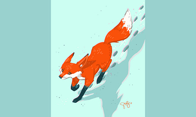 Running Fox animals character digital illustration fox illustration procreate