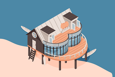 Beach house Illustration art artwork beach house illustration vector