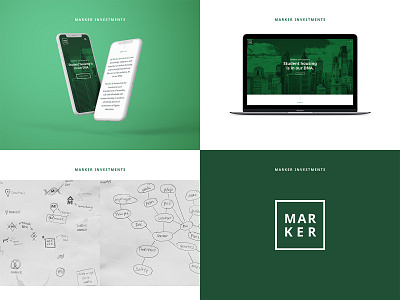 Marker Investments Branding & Identity brand design branding branding and identity cityscape creative process design green logo philadelphia real estate real estate agency real estate branding responsive web design web desgin web design