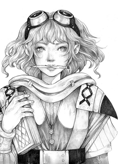 No 2 Steampunk Girl anime freehand drawing illustration manga mangaart pencil art pencil drawing semi realism