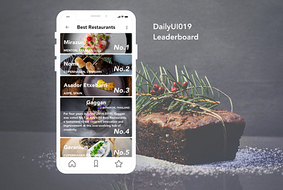 Dailyui019 - Leaderboard daily 100 challenge daily ui dailyui dailyui019 design food app leaderboard mobile mobile app restaurant app ui