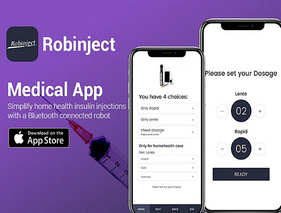 Robinject - The Bluetooth insulin injector - Medical App android app development insulin injection injector ios app development medical app devlepment medical care app mobile app development