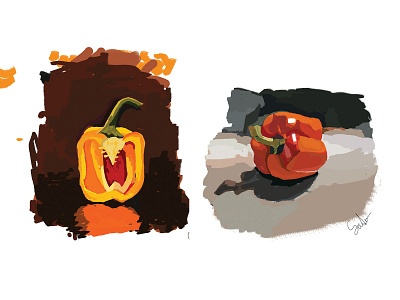 Capsicum? yes! basic veetables capsicum color study fruits simple art vegetable vegetable study