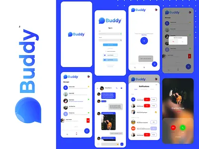 Buddy Chat App (UI Design) chat app mobile app mobile app design mobile ui projects ui uiux