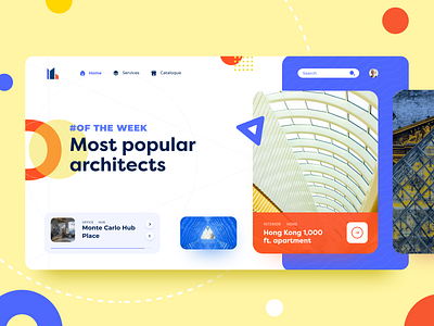 Architectural Magazine architecture colorful design feed fullpage landing magazine news website promo service ui web website