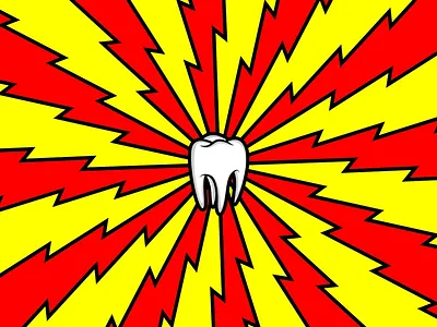 Toothache clean graphic illustration lightning pain simple tooth vector