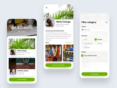 Categories, profiles, filters app browse card cards categories category filter filtering filters ios iphone mentors minimal mobile platform profile simple ui ux