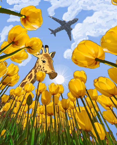 Twiga Five 8 animal animalprint beauty digital illustration planes skyview sunshine wildlife yellow