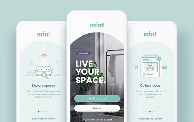 Mint - Home Design, Ideabook App Concept furniture app home home design house icon ideabook illustration ios mobile ui ux