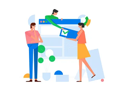 Team clean flat illustration simple team ui vector webpage