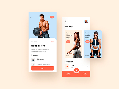 Fitness App UI Concept app design calories clean clean ui colourful concept design exercises fitness gym app heart rate interface mobile app ui ux workout