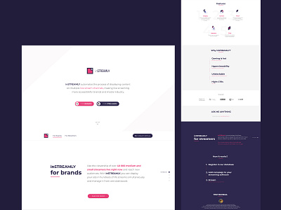 inSTREAMLY landing page web webdesign