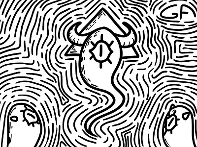 Rebrith black cartoon character design evil eye eyes fantasy fear hell illuminati illustration minimalism monster rebrith white