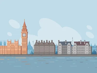 London big ben city england illustraion london river sky urban