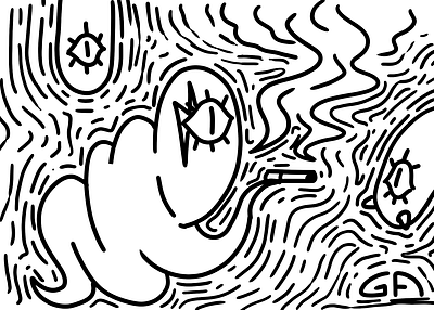 David Bowie Smoke in The Hell art bowie cartoon character david design devil evil evil eye eye eyes fantasy fear game hell human illustration minimalism monster smoke