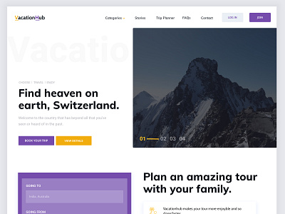 Tour Booking Landing 2019 app book branding clean colors design holiday landing page minimal modern ui nature switzerland travel travel app trip planner ui ux vacation web webdesign