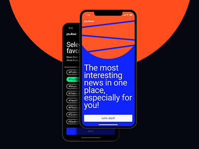 Pulse UI Kit. News Aggregator App app app design application brutalist dark theme interface minimalism mobile design news themplates ui components ui design ui elements ui kit ui kits ui pack uikit