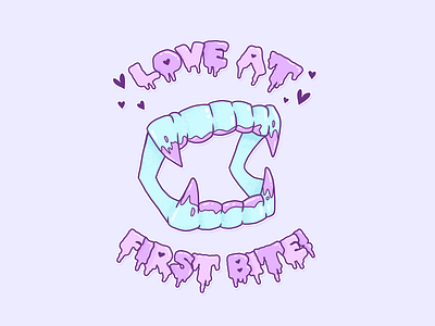 ♡ Love at first bite! ♡ girl boss halloween party horror art horror illustration modern witch pastel pastel goth spooky vampire teeth vector witch art