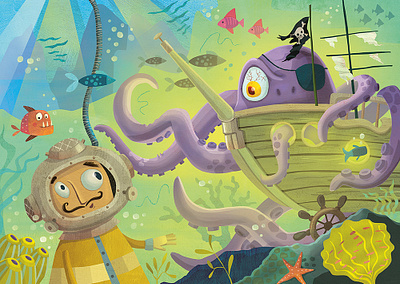 Haunting Octomonster animal illustration childrens book illustration childrens books childrens illustration illustration kidlitart kids books spooky undersea whimsical