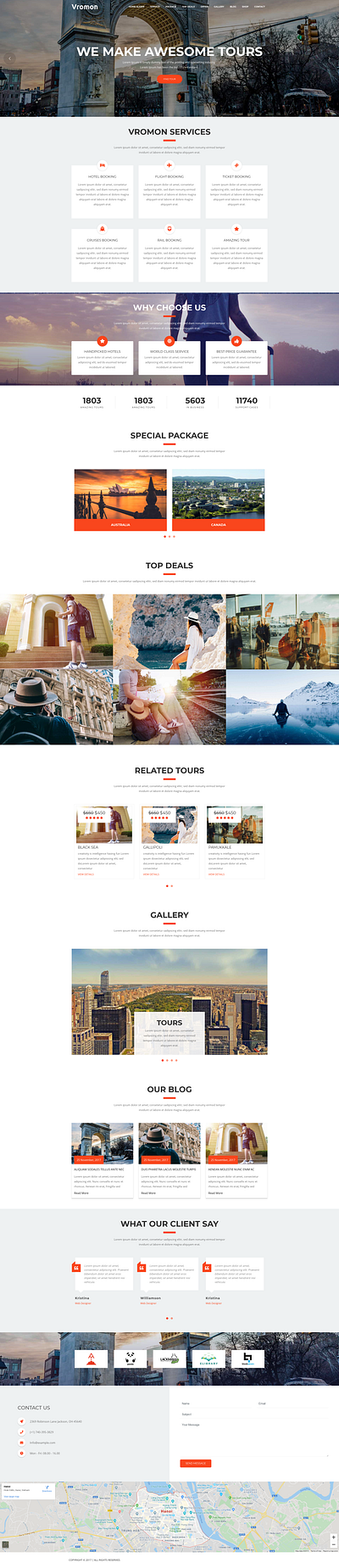 Vromon - Tour & Travel Agency WordPress Theme landing page wordpress theme onepage wordpress theme