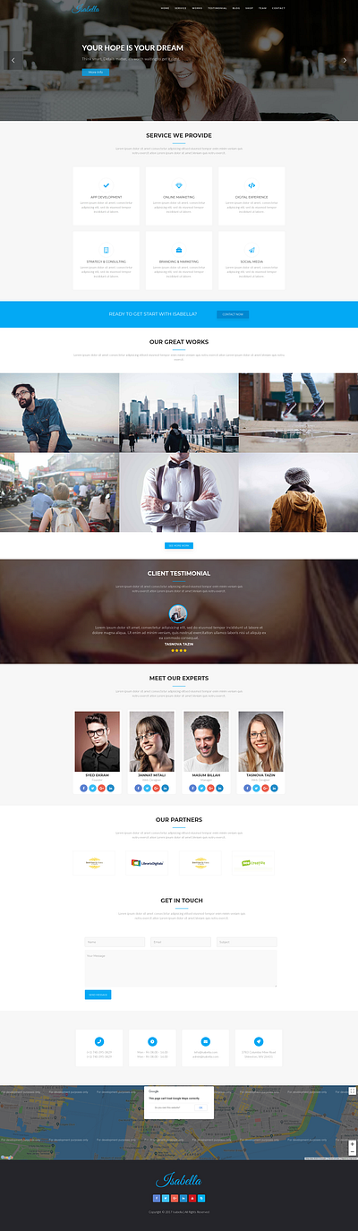 Isabella - Digital Agency One Page WordPress Theme landing page wordpress theme onepage wordpress theme wordpress theme