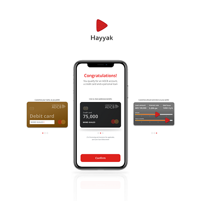 ADCB Hayyak - Product eligibility page android app bank app carousel finance app interaction minimal ui ui design ux
