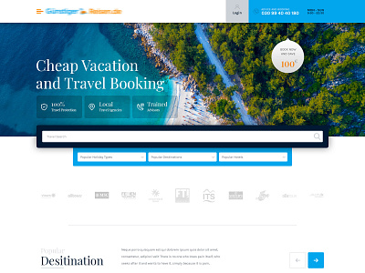 Travel and Tourism homepage travelling vacations web design
